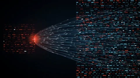 Red blue binary data expanding field fiber tracer seamless loop Stock Footage 344660099
