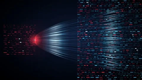 Red blue binary data expanding field signal wavefront seamless loop Stock Footage 344660350