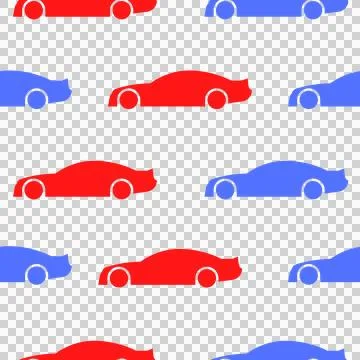 Red &amp; Blue Car Seamless Pattern Illustration Stock Illustration