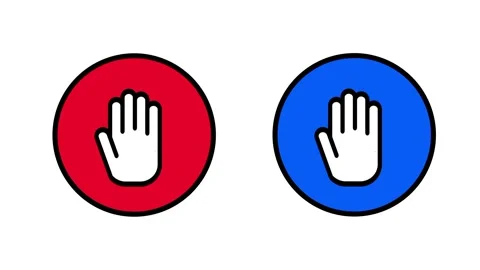 Red Blue Circular Hand Stop Button Icons Stock Footage 335575271