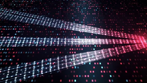 Red blue cloud data routing registers bitstream tilted plane seamless loop Stock Footage 344660846