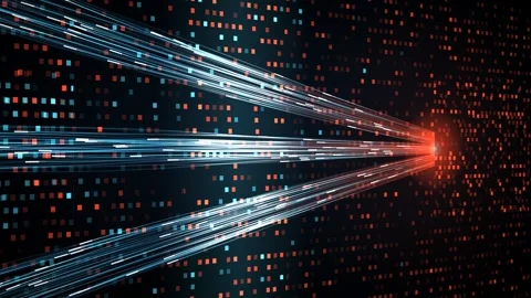 Red blue cloud data routing registers light tracer vanishing point seamless loop Vidéo 344660991