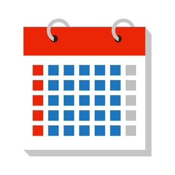 Red Blue Colored Spiral Binding Desk Calendar Icon Stock Illustration