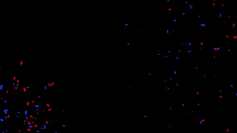 Red, blue confetti particles animation from top left and bottom right Stock Footage 344523396