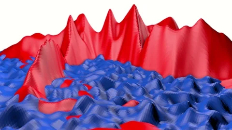 Red-blue deformed wave surface. 3D rendering Stock Footage 95001489