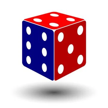 Red-blue dice on white background Stock Illustration