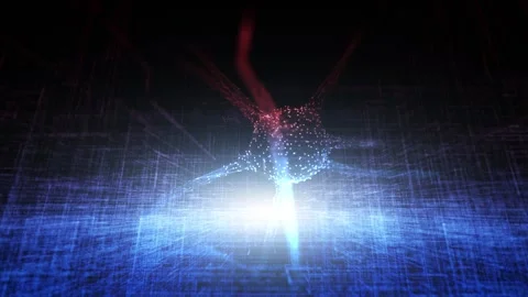 Red blue digital nerve cell in the brain animation Stock Footage 337851808