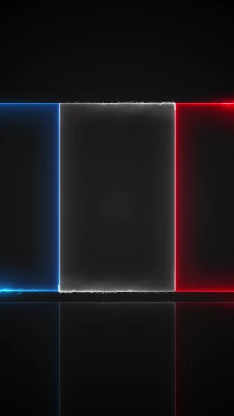 Red blue electric frame background three glowing panels, dark glossy surface, an Stock Footage 340477531
