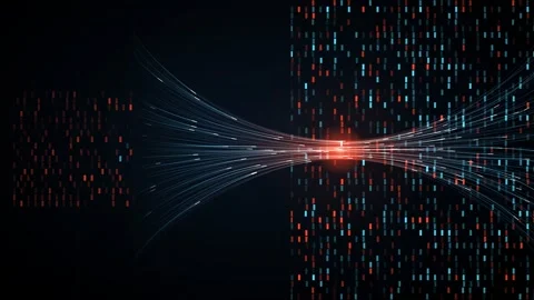 Red blue encrypted data hourglass bars fiber tracer seamless loop Stock Footage 344661469