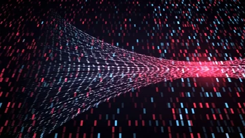 Red blue encrypted data hourglass bars bitstream tilted plane seamless loop Stock Footage 344661606