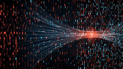Red blue encrypted data hourglass bars light tracer vanishing point seamless Vídeo Stock 344661759