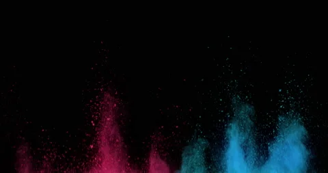 Red Blue Explosion Powder Stock Footage 206093489