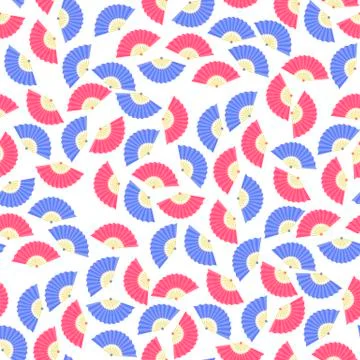 Red Blue Fan Seamless Pattern Stock Illustration