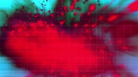 Red blue green particles and feedback lines high tech abstract loop Stock Footage 84041813