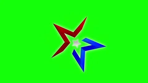 Red, Blue, Green Star and Screen and Logo Green Screen Stock Footage 339444437