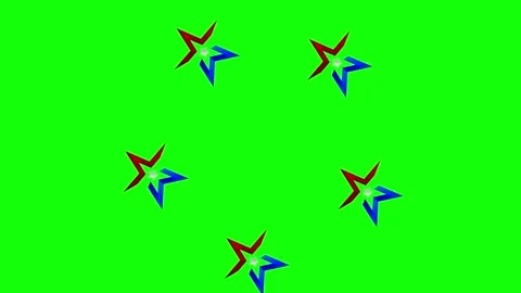 Red, Blue, Green Star and Screen on Green Screen Background Horizontal 16:9 Stock Footage 339444438