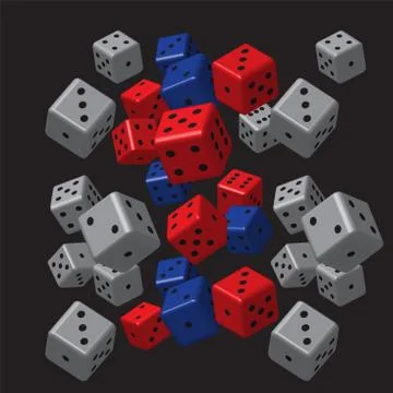 Red Blue Grey Dice Pattern Stock Illustration