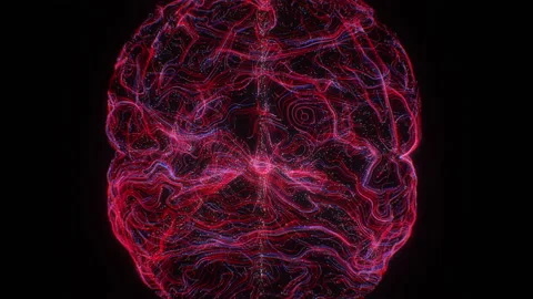 Red blue human brain neural big data generation binary machine mind motion Stock Footage 194642812