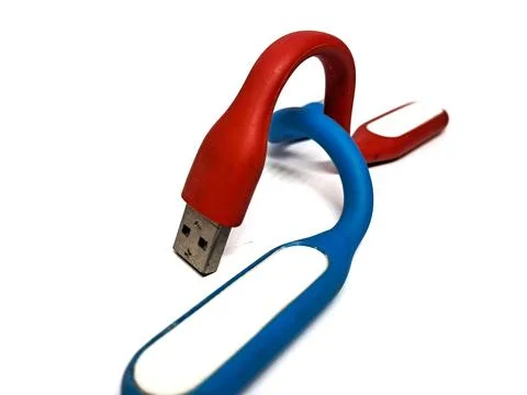 Red blue LED light, a stick that can be used as a power bank, white backgroun Stock Photos