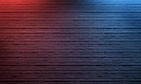Red blue lighted Brick Wall spot light Brick Wall Texture Background brick Stock Illustration