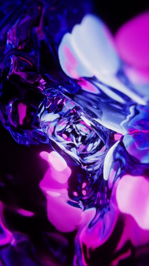 Red-blue liquid flowing in weightlessness. Vertical looped video Stock Footage 229459785