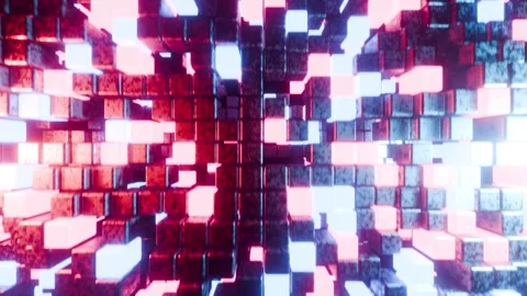 Red with blue moved cubes VJ seamless loop background0001-0240 Stock Footage 328099515