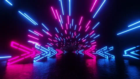 Red blue neon background with glowing gradient arrows, showing forward direction Video stock 201366056