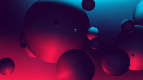 Red-blue neon light with reflection on moving spheres, animated background Stock Footage 121606790