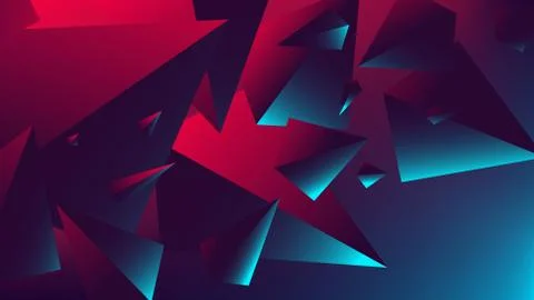 Red blue neon light with a reflection on triangle, gradient vector illustrati Stock Illustration