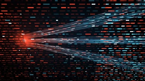 Red blue network data split channel light tracer tilted plane seamless loop Stock Footage 344662414