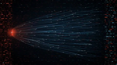 Red blue neural data fanout field fiber tracer seamless loop Video stock 344663969