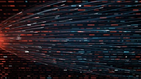 Red blue neural data fanout field light tracer tilted plane seamless loop 스톡 동영상 344664184