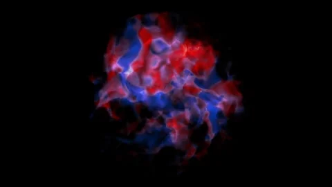 Red blue plasma cloud rotating on black background 動画素材 260830684