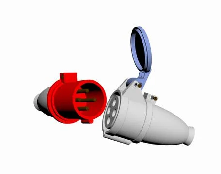 Red blue plug for heavy current Stock Illustration