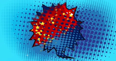 Red Blue Pop Art Speech Bubble Stock Footage 167678985