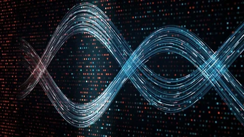 Red blue quantum key exchange braid light tracer vanishing point seamless loop Stock Footage 344663882