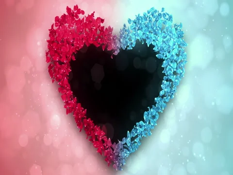 Red Blue Rose Flower Petals In Heart Shape Alpha Matte Loop Placeholder 4k Stock Footage 71782006