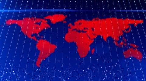 Red Blue Shine Perspective Blurry Focus World Dot Grid Map Effect Glitter Light  Stock Illustration