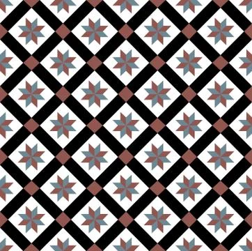 Red-blue spanish tiles pattern Stock Illustration