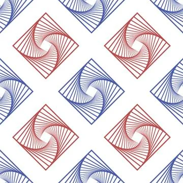 Red Blue Square Seamless Pattern. Geometric Texture. Ornamental Template for 스톡 일러스트