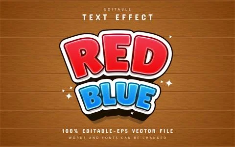 Red blue text effect cartoon style Stock Illustration