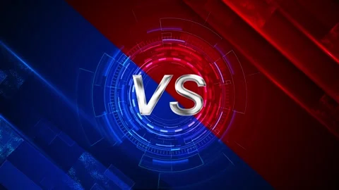 Red blue versus HUD background silver VS letters, glowing circular interface, di Stock Footage 340456184