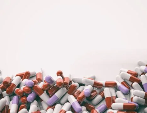Red blue white random pills background Illustrazione stock