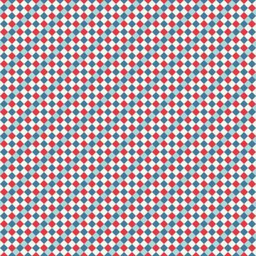 Red Blue White Seamless Small Diagonal French Checkered Pattern. Little Incli Stock Illustration