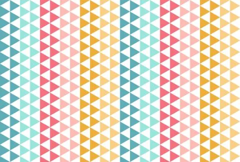 Red blue yellow triangle pattern. Funny seamless vector background 스톡 일러스트