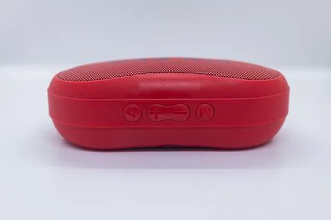 Red Bluetooth Speaker with Control Buttons Stock Photos