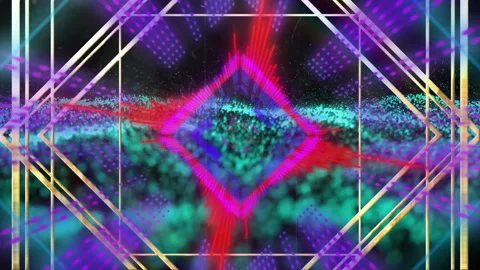 Red blur expanding over diamond grid, revealing frame, pulsing slicing beams Stock Footage 313240812