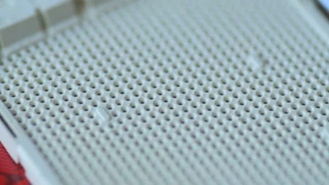 Red board with chips and microcircuits in slow motion Stock Footage 151247267