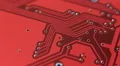 Red Board Circuit Pattern Details Internet Concept Link Connection Network Macro HD Footage
