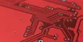 Red Board Circuit Pattern Details Internet Concept Link Connection Network Macro 4k or 4k+ Resolution